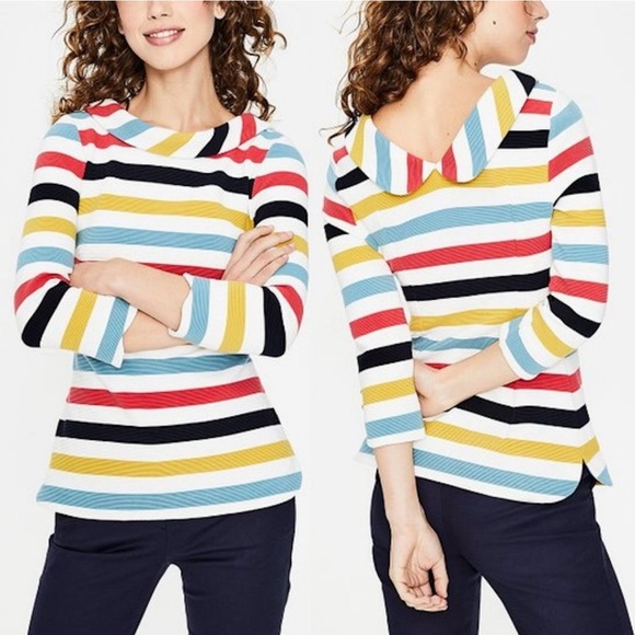 Boden Tops - Boden Sarah Ponte Knit Ottoman Top with Multicolor Stripes. Size US 10